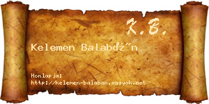 Kelemen Balabán névjegykártya